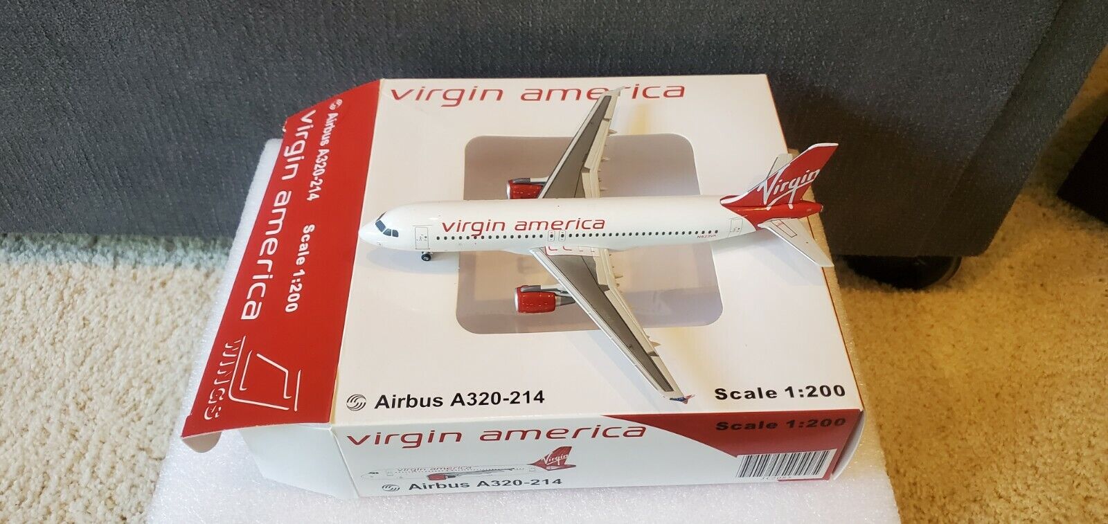 JC Wings Virgin America A320-214 1:200 JC2VAA085 2000s Colors N623VA
