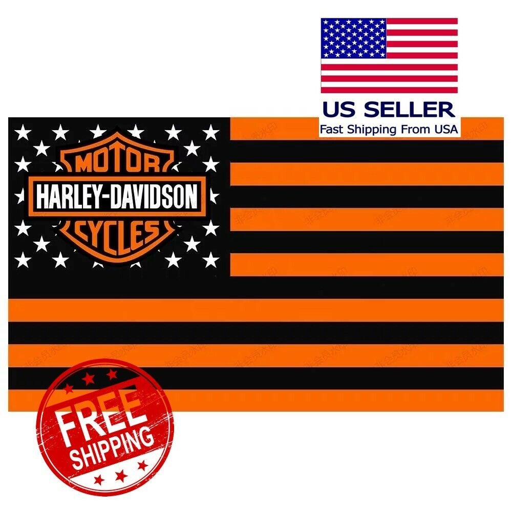 Harley Davidson Flag Banner3X5ft Grommets  Digital Printed One Side