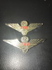 Trans World Airlines Jr Pilot Plastic Flight Wings Vintage Pins TWA Set of 2 picture