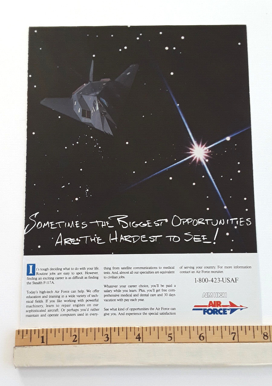 STEALTH F-117A U.S. AIR FORCE ORIGINAL 1993 AD STEALTH F-117A U.S. AIR FORCE ORIGINAL 1993 AD