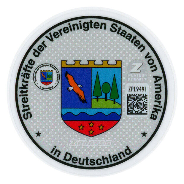 US Forces in Germany German License Plate Registration Seal & Inspection Sticker