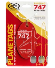 Qantas Airways Boeing 747-400 Tail #VH-OJP Red Aluminum Jet Plane Skin Bag Tag picture