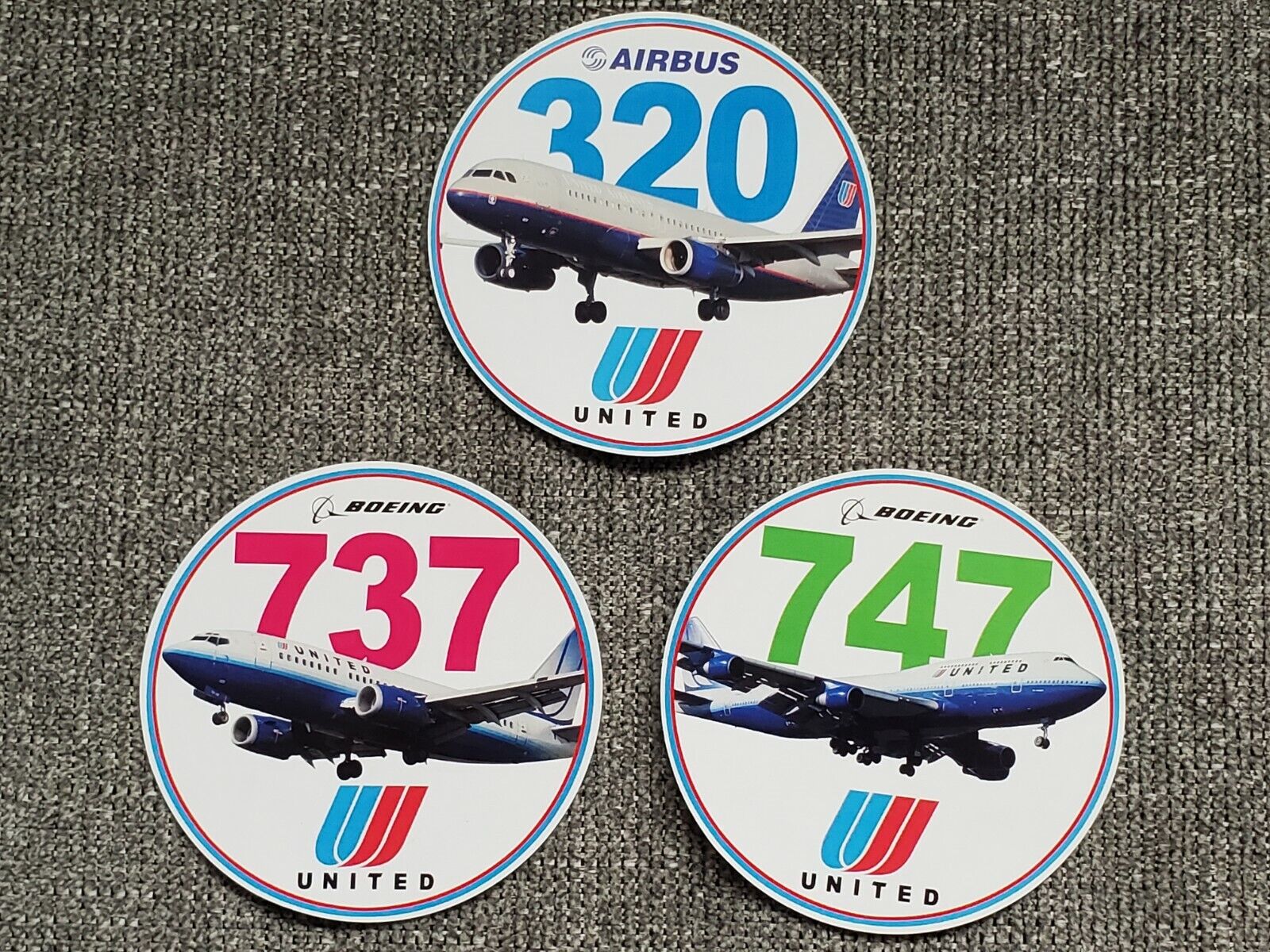 Boeing Airbus Sticker Lot United 747,737,320