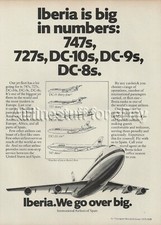1976 IBERIA International Airlines Spain Boeing 747 PRINT AD advert DC10 airways picture