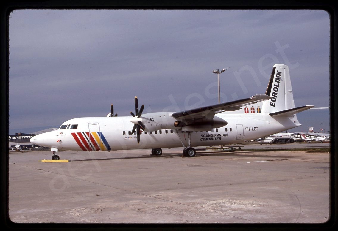 SAS Scandinavian Eurolink Fokker F50 PH-LBT Nov 89 Kodachrome Slide/Dia C4