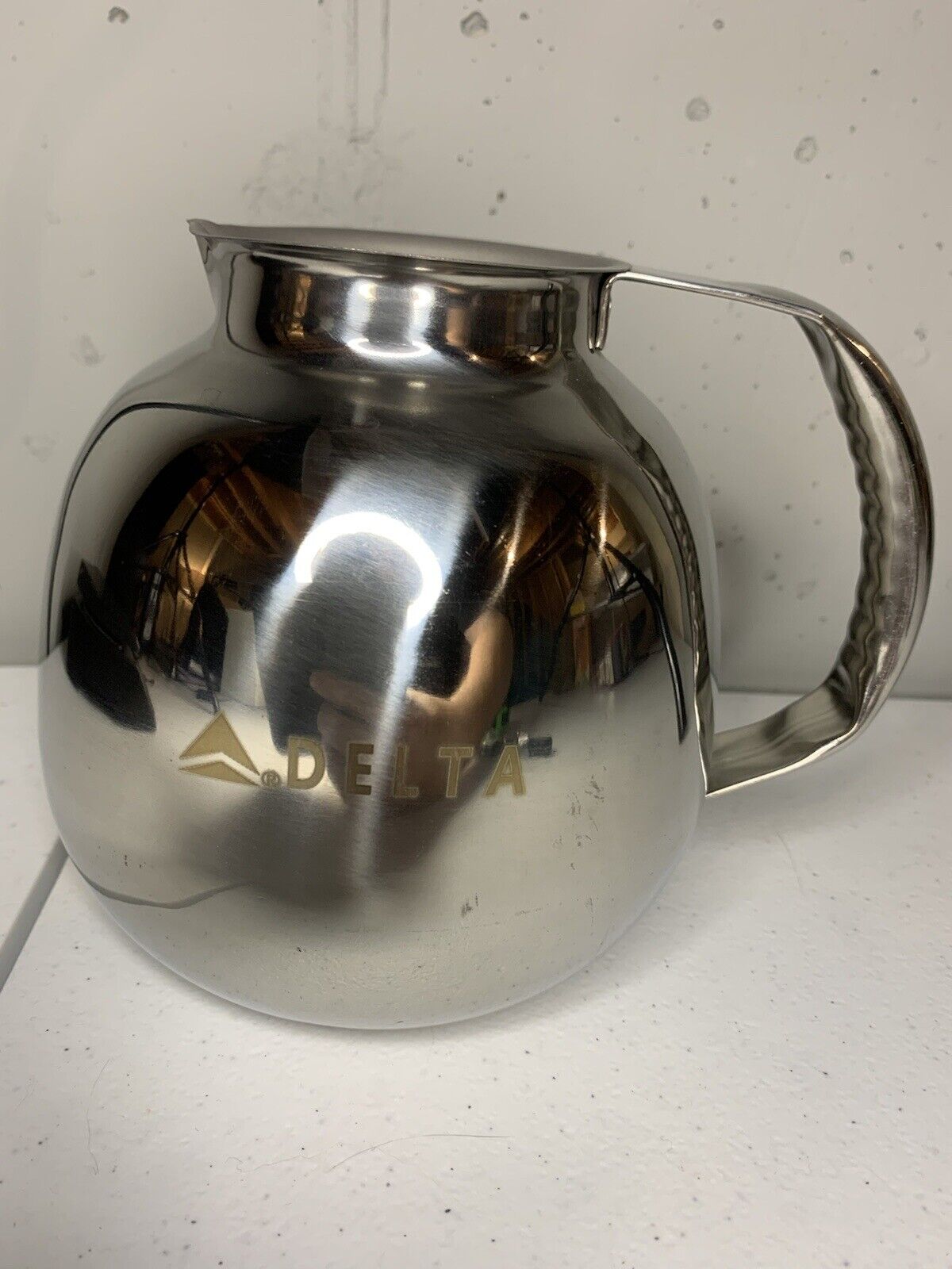 Rare Delta Airlines Engraved Coffee/Tea Pot Stainless Steel 6” First Class