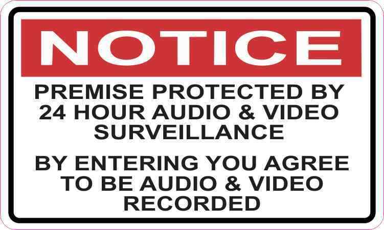 5in x 3in Audio and Video Surveillance Sticker