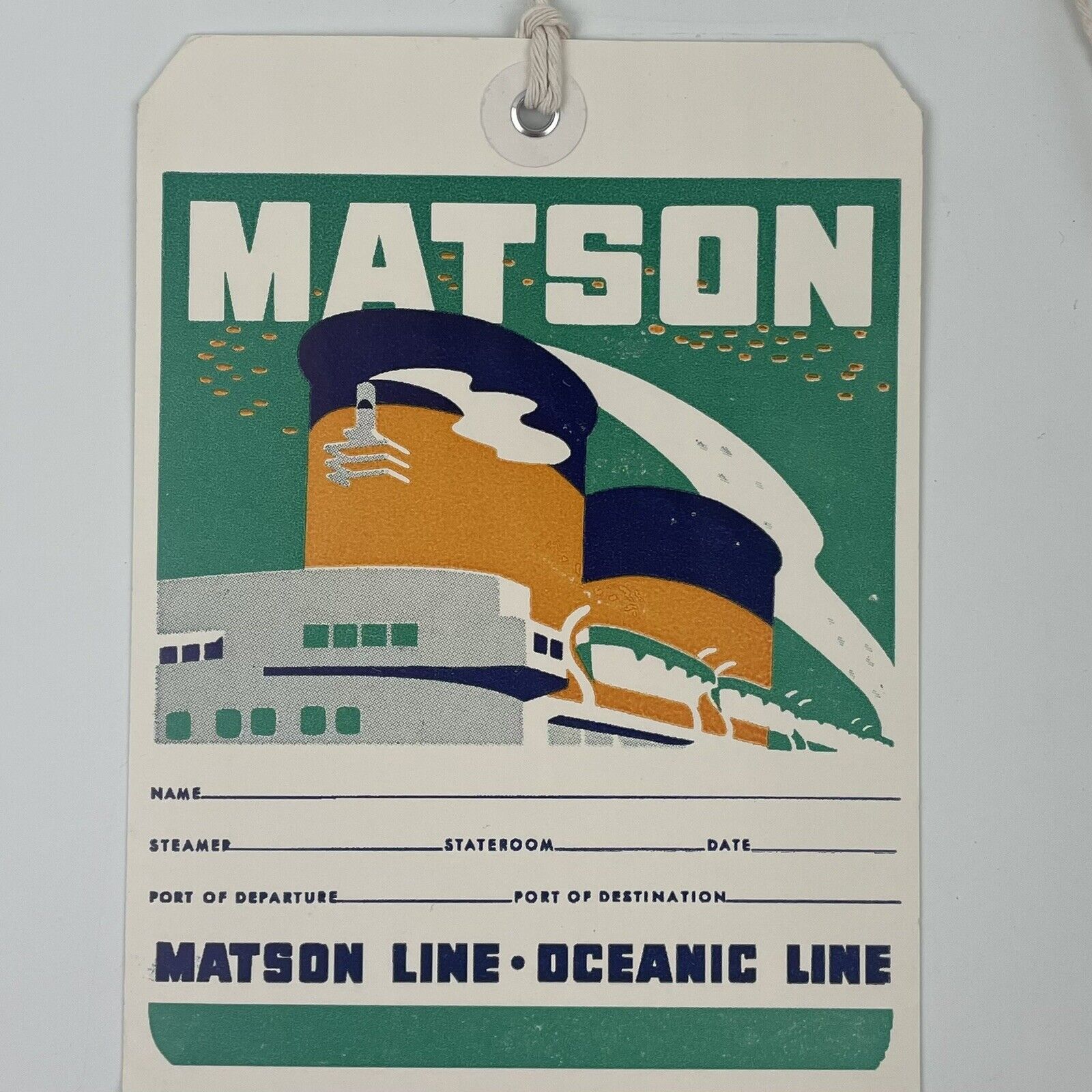 Vintage Matson Line Hawaii Ship Luggage Tag Minty