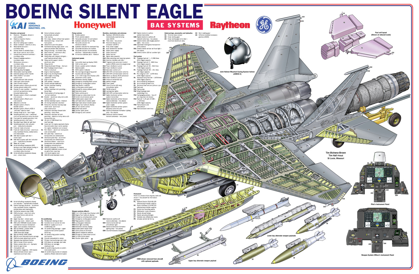 Boeing F-15 Silent Eagle cutaway Poster 24x36 in Boeing F-15 Silent Eagle cutaway Poster 24x36 in