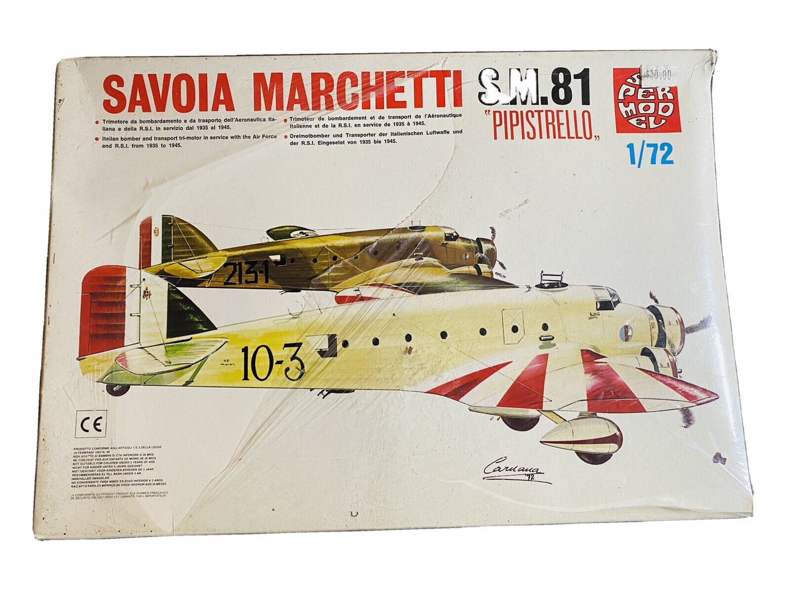 Savoia Marchetti S.M.81 “PIPISTRELLO” 1/72 Model Jet Military Rare  Vintage