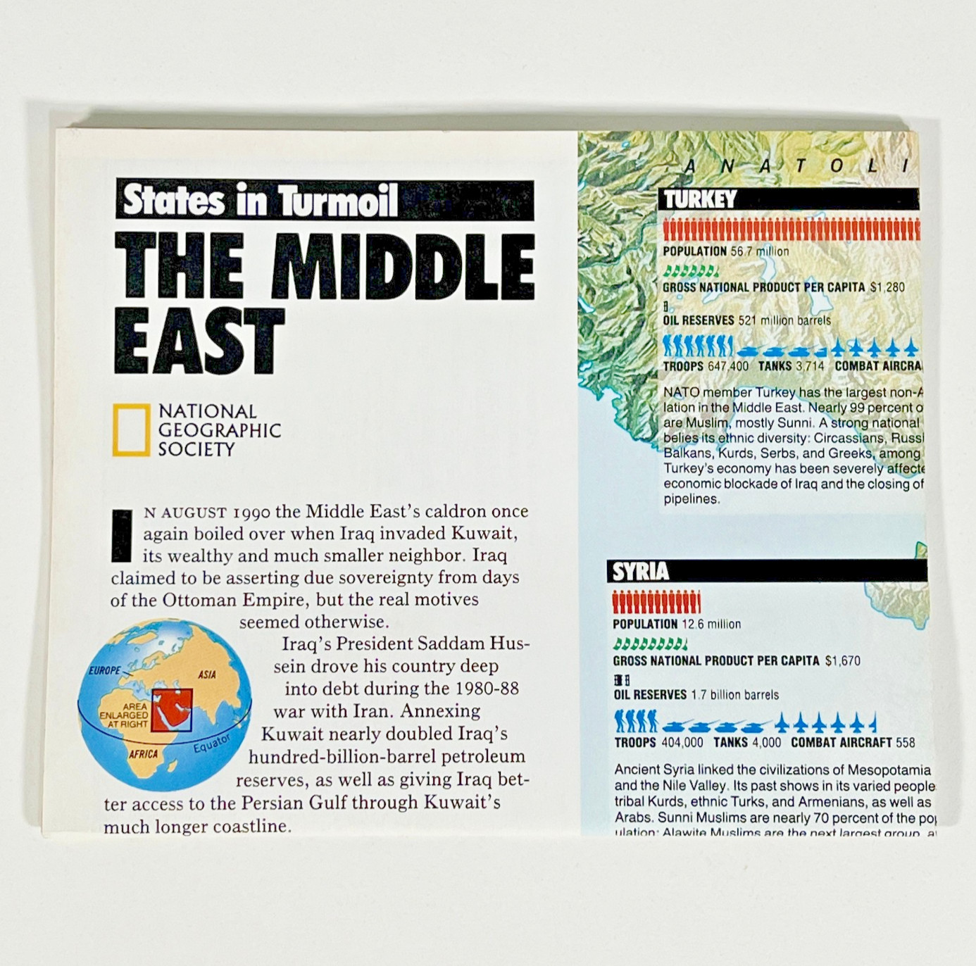 Vintage 1991 National Geographic Middle East Gulf War States Turmoil Map Iraq Vintage 1991 National Geographic Middle East Gulf War States Turmoil Map Iraq