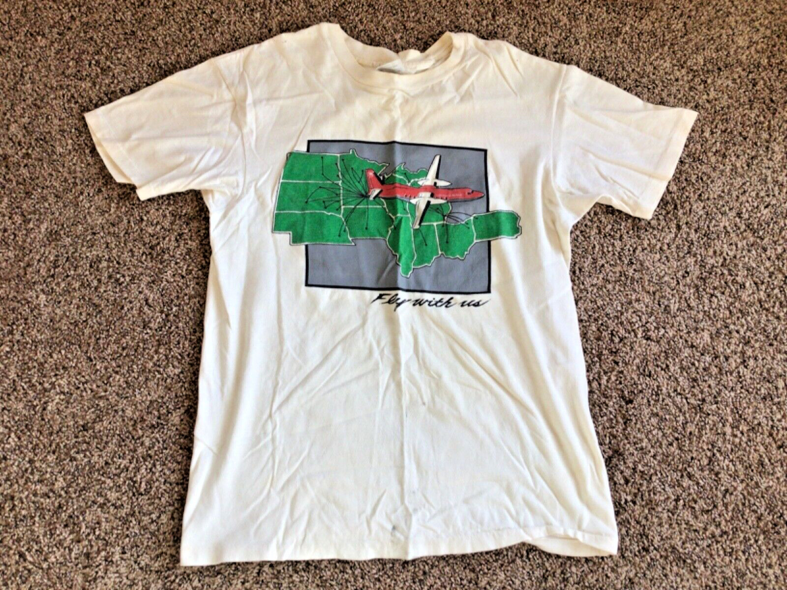 Vintage Mesaba Airlines Northwest Airlink Fokker F27 route map t-shirt Vintage Mesaba Airlines Northwest Airlink Fokker F27 route map t-shirt