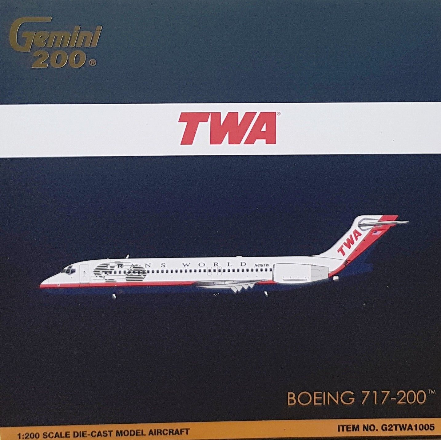 Gemini Jets 1/200 G2TWA1005 Boeing717-200 TWA Trans World Airlines N418TW