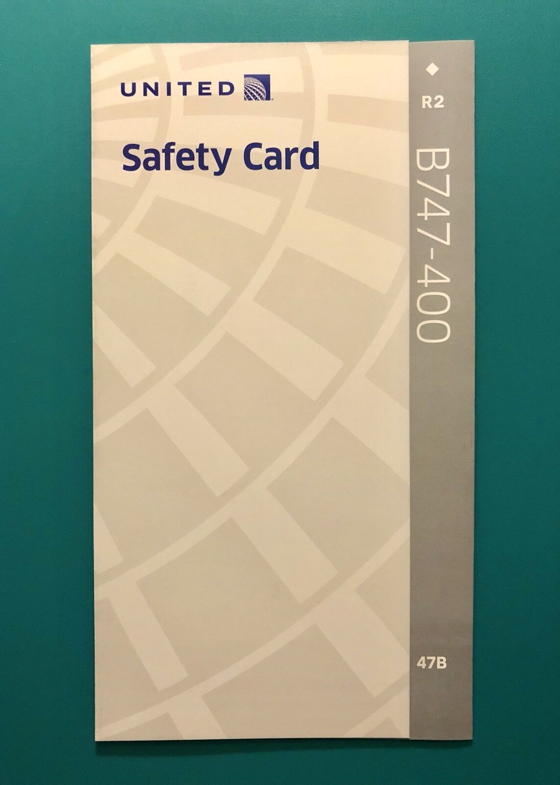 CHARTER PLANE UNITED AIRLINES SAFETY CARD--747B-- RETIRED