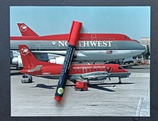 NORTHWEST B747 & AIRLINK SAAB 340 N99RZ • LARGE VINTAGE PROFESSIONAL PHOTO 8x10 picture