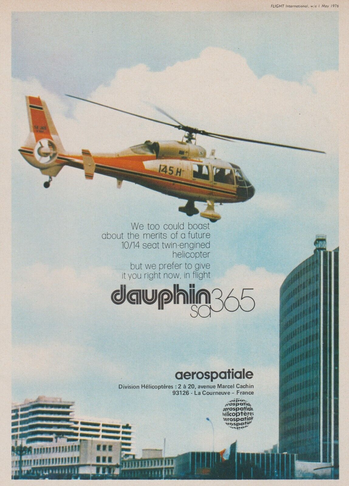 Aviation Magazine Print - Aerospatiale Dauphin 365 SA Helicopters (1976)