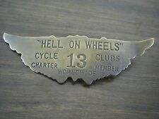 MOTORCYCLE JACKET BRASS BADGE Hell on Wheels Charter Membe picture