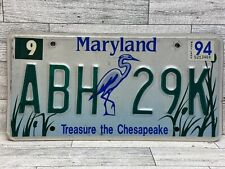 Maryland License Plate - Treasure The Chesapeake - Heron Bird - 09/1994 - ABH29K picture
