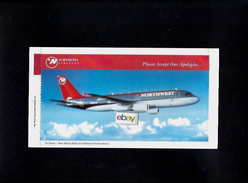 NORTHWEST AIRLINES AIRBUS A-320 BOWLING SHOE LIVERY APOLOGIES PACKET NORTHWEST AIRLINES AIRBUS A-320 BOWLING SHOE LIVERY APOLOGIES PACKET