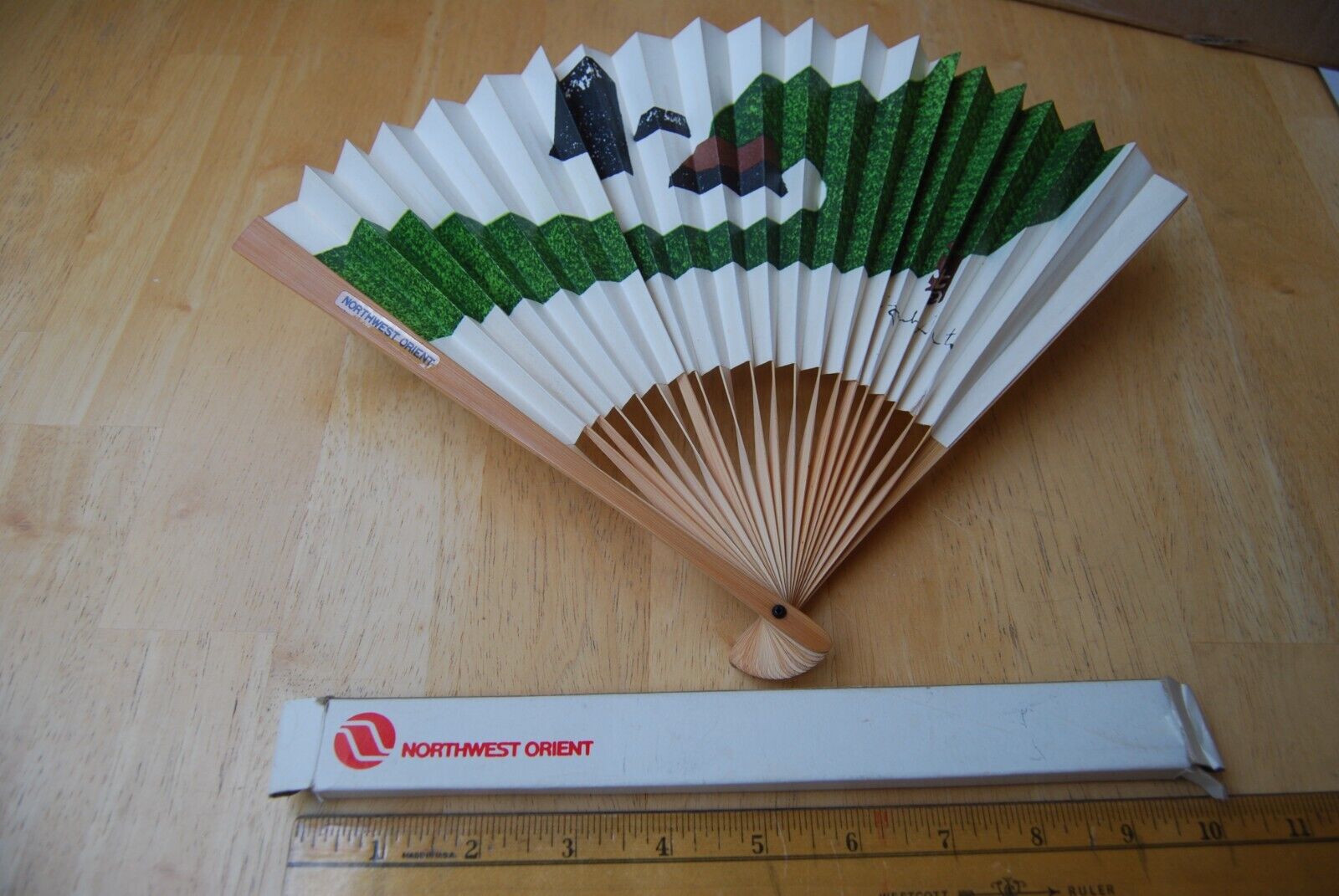 Vintage Northwest Airlines Paper and Bamboo Hand Fan