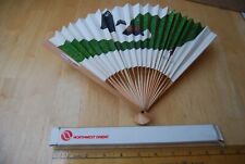 Vintage Northwest Airlines Paper and Bamboo Hand Fan picture