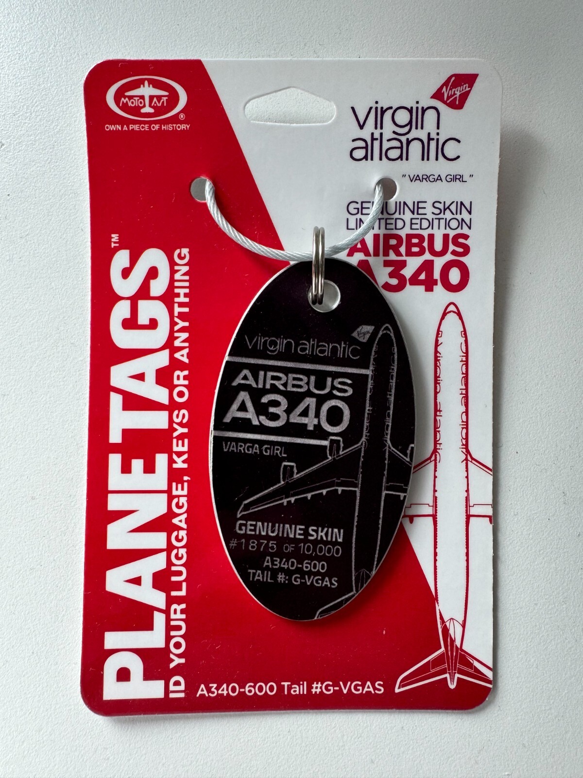 Virgin Atlantic A340 Varga Girl PlaneTag Tail #G-VGAS Purple
