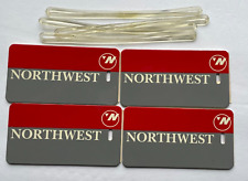 Northwest Airlines Luggage Tags - Four (4) Pack - Vintage Red/Gray Logo picture