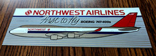 NORTHWEST AIRLINES First To Fly BOEING 747-400s Sticker Decal Original Vintage picture
