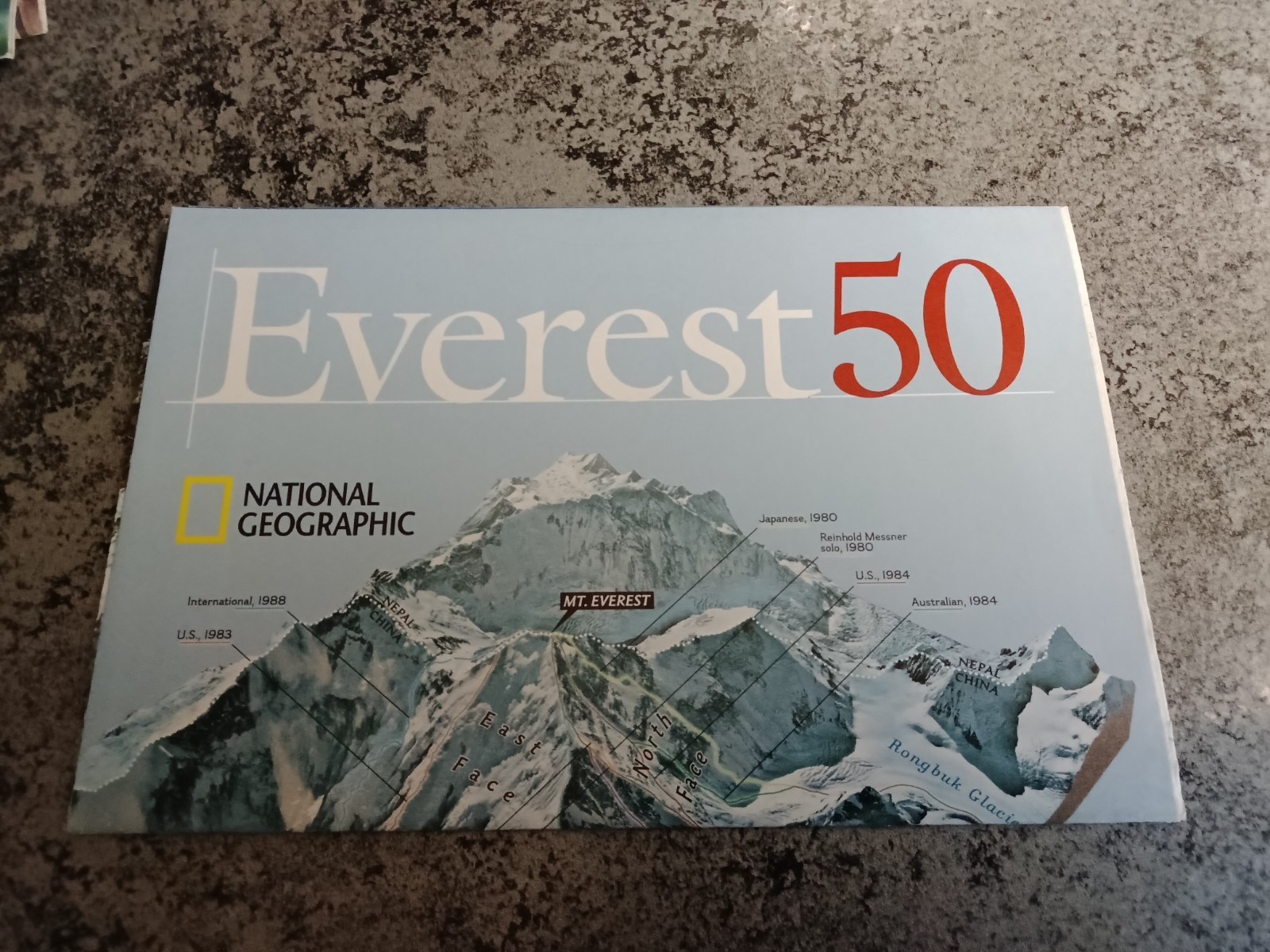 Vintage 2003 Mount Everest 50th Anniversary Map National Geographic Insert Vintage 2003 Mount Everest 50th Anniversary Map National Geographic Insert