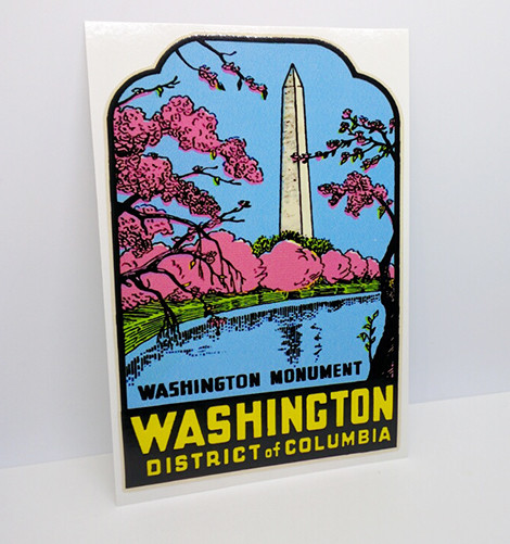 WASHINGTON D.C. Monument Vintage Style Travel DECAL, Vinyl STICKER Luggage Label WASHINGTON D.C. Monument Vintage Style Travel DECAL, Vinyl STICKER Luggage Label