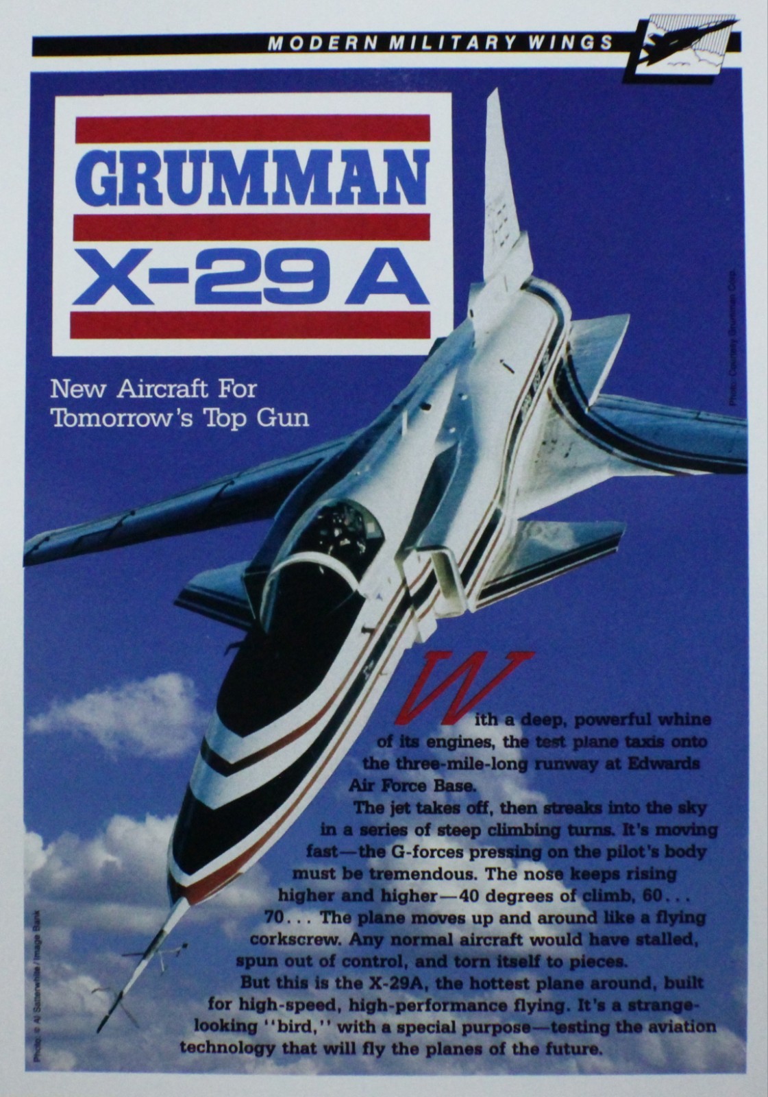 X-29 Grumman X29 X 29 Picture Aircraft Pamphlet Sheet Wall Art Vtg Out of Print
