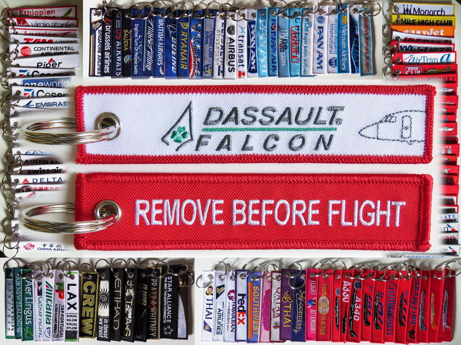 Keyring DASSAULT FALCON keychain tag label for pilot