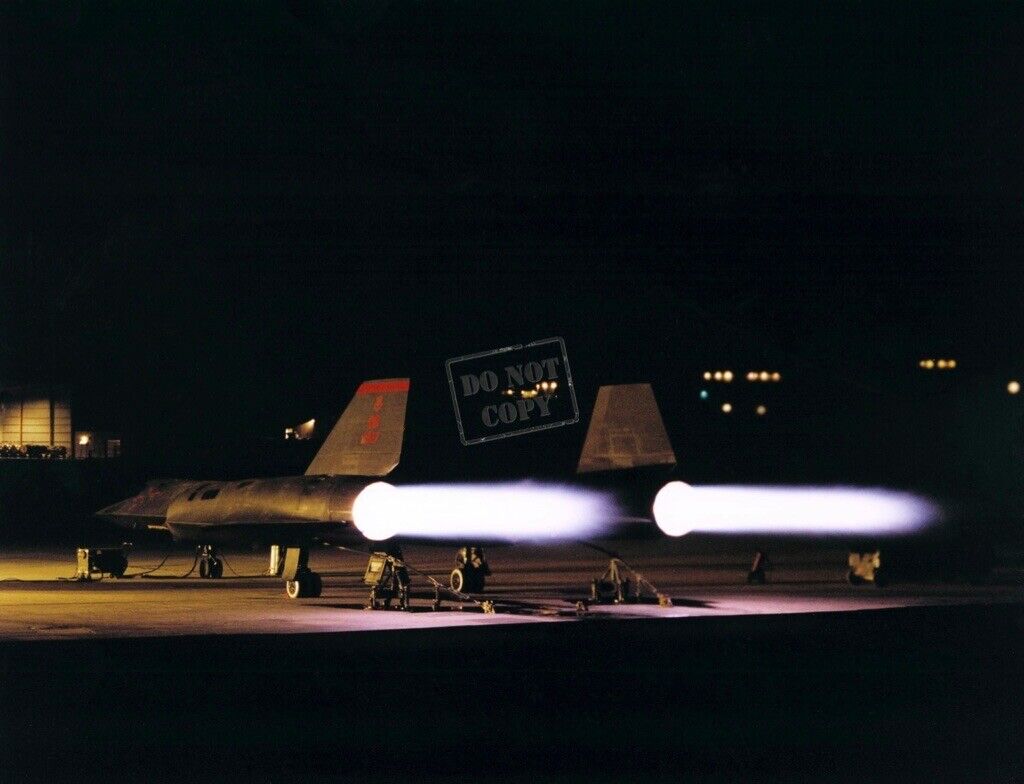SR-71A on ramp with dual max afterburner engines firing 12X18 Photograph NASA D 