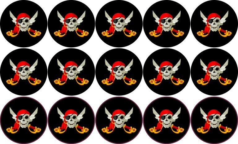 [15x] 1in x 1in Jolly Roger Pirate Flag Stickers Car Truck Vehicle Bumper Decal