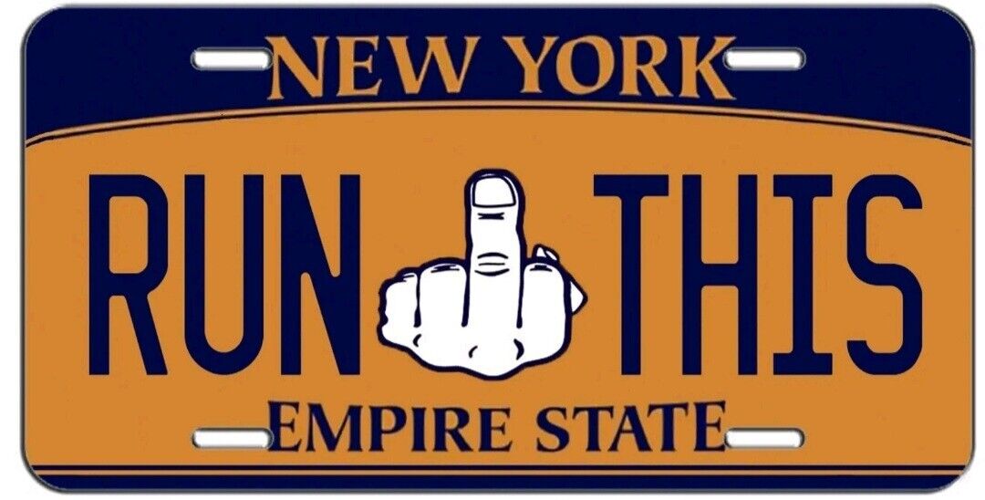 New York Run This Empire State License Plate for Car Front, Aluminium 6