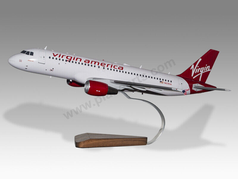 Airbus A320 Virgin America Solid Mahogany Wood Handcrafted Display Model
