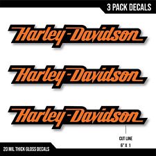 3 Pack Harley-Davidson Decals Stickers Orange/Black picture