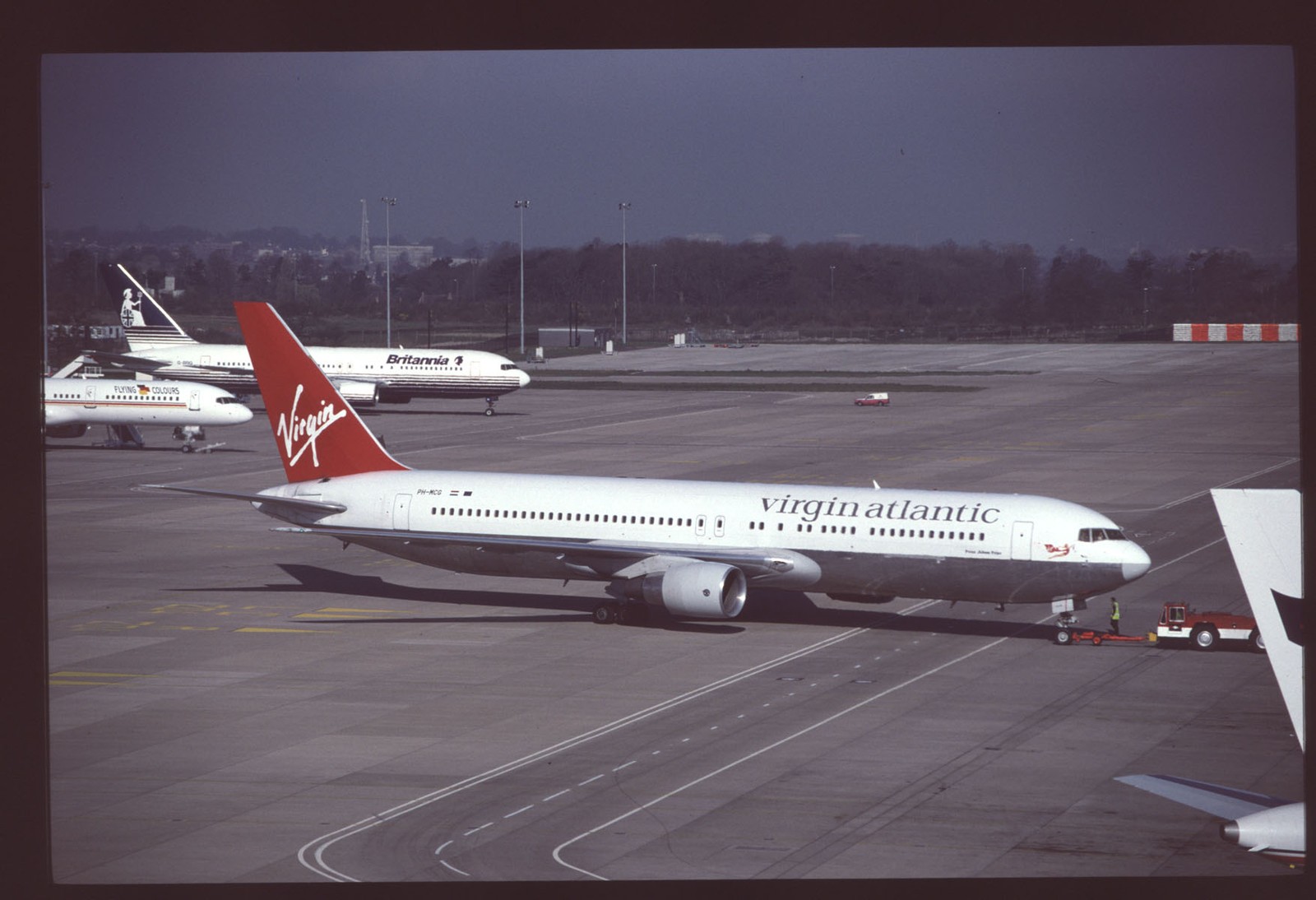 Orig 35mm airline slide Virgin Atlantic Airways 767-31AER PH-MCG Orig 35mm airline slide Virgin Atlantic Airways 767-31AER PH-MCG