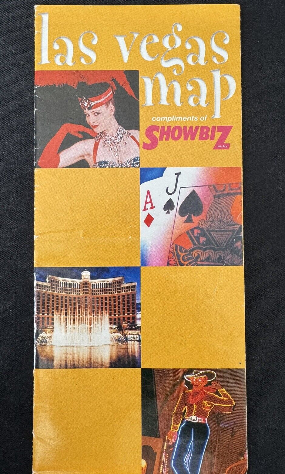 Vintage LAS VEGAS MAP Foldout 2000's Las Vegas Strip Showbiz Magazine