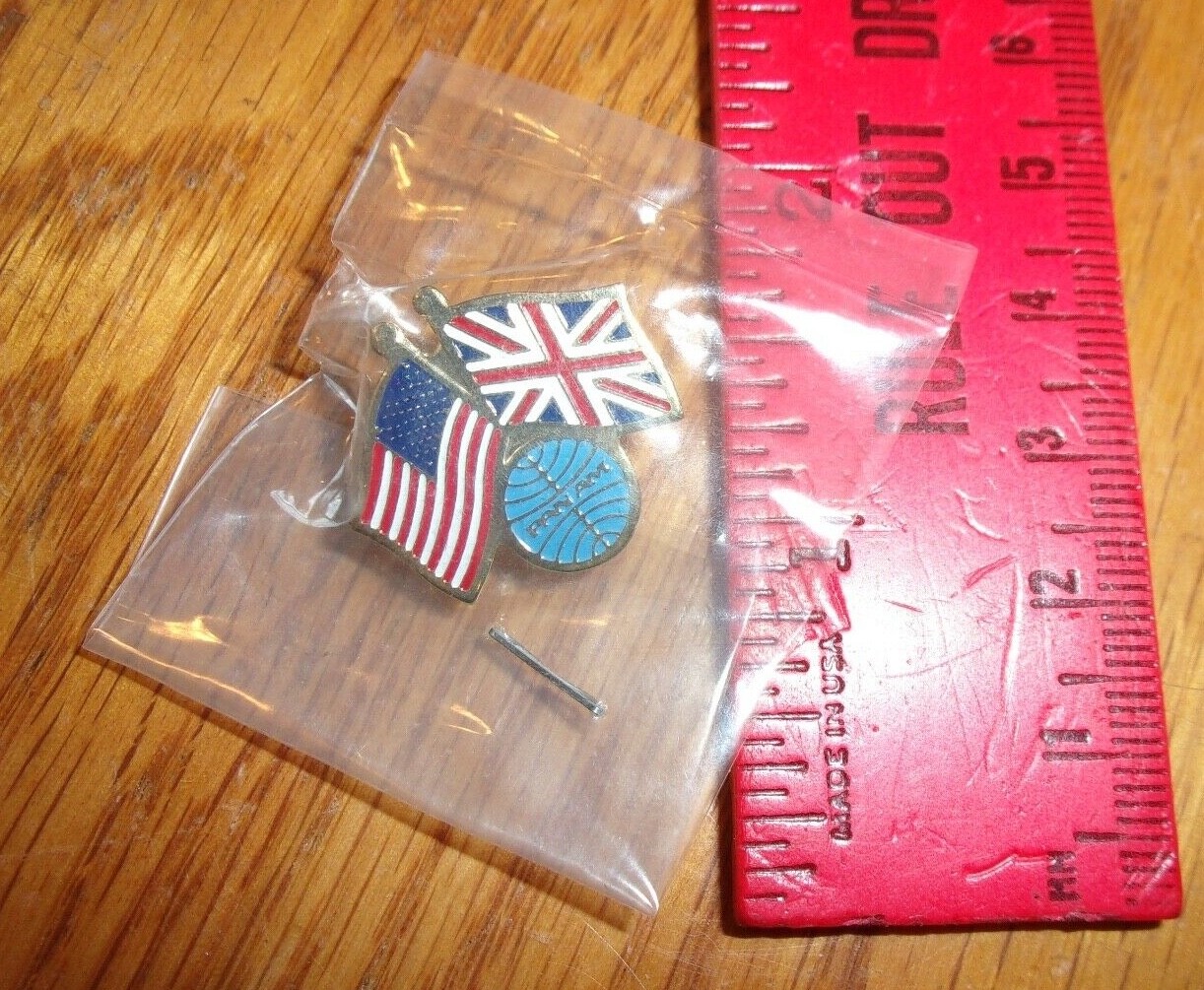 UK PAN AM AMERICAN PIN AIRWAYS AIRLINES RARE DOUBLE USA UK BRITISH FLAGS VINTAGE