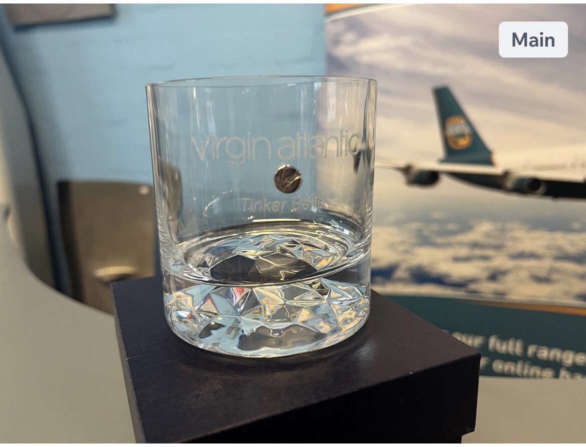 Virgin Atlantic 747 G-VBIG Tinkerbell Chef & Sommelier adorned Rocks Glass