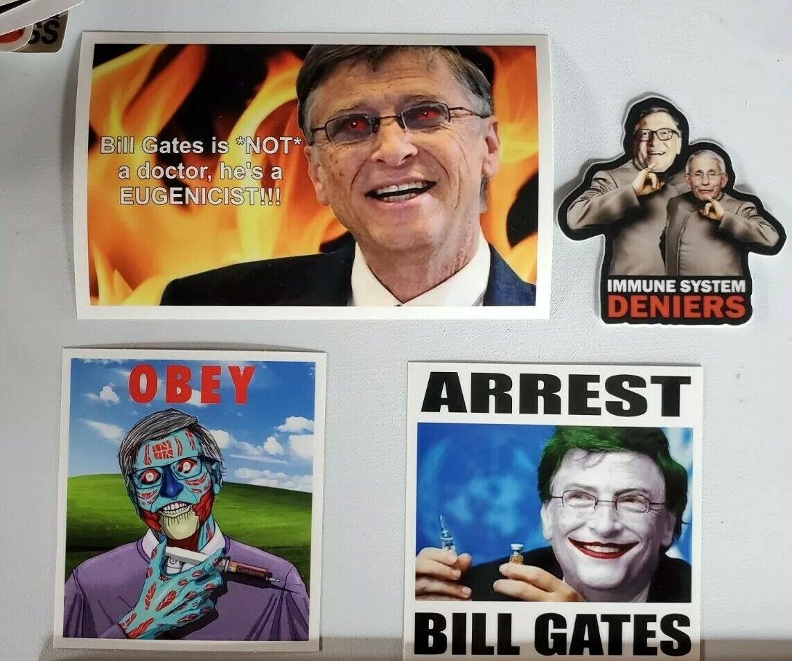 Bill Gates FAUCI Sticker 4 PACK OBEY GREAT RESET ANTI Vaccine 💉 FINAL SOLUTION 