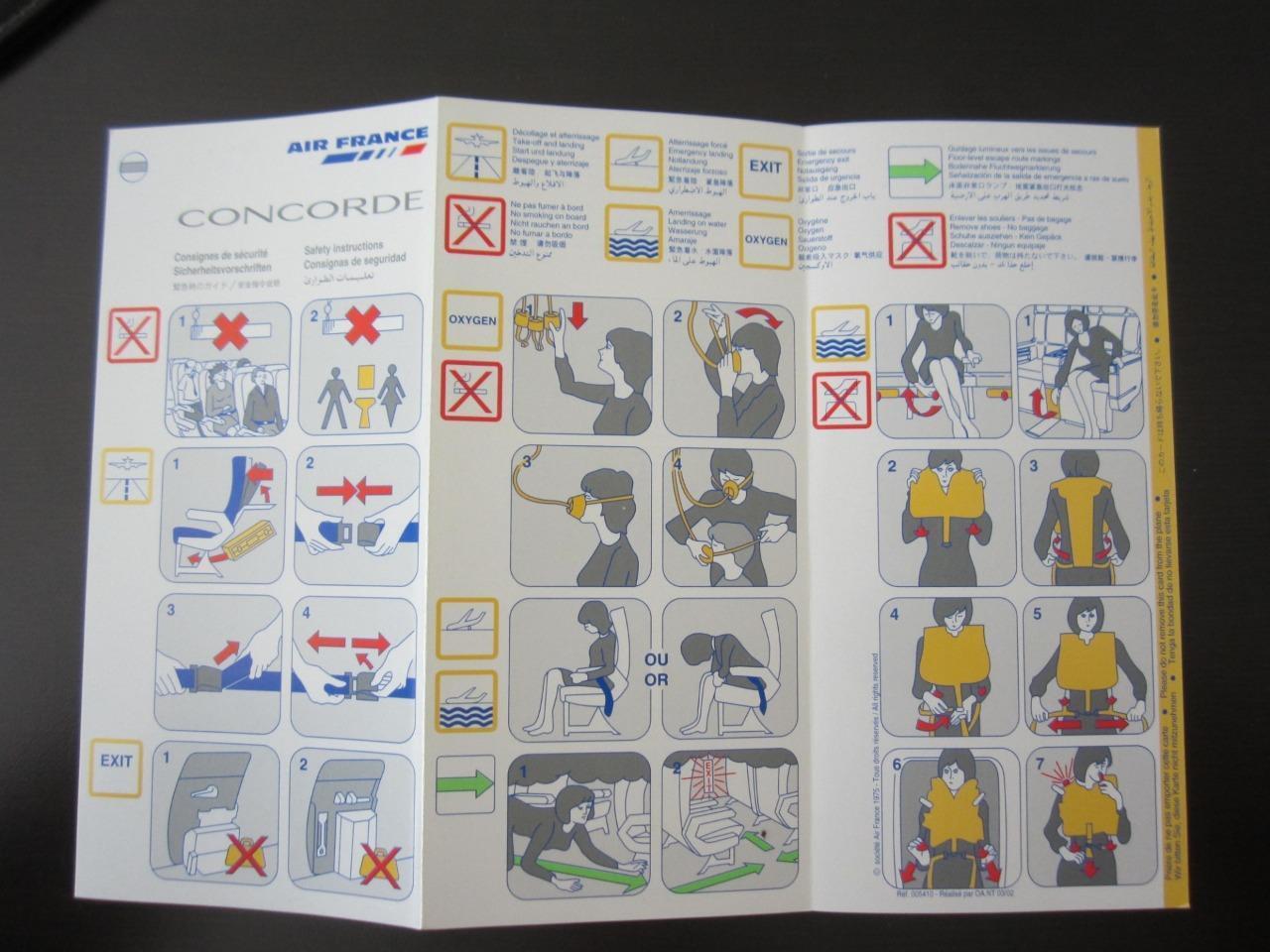 AIR FRANCE CONCORDE SAFETY CARD MINT ORIGINAL CONDITION FINAL ISSUE 03/02 RARE
