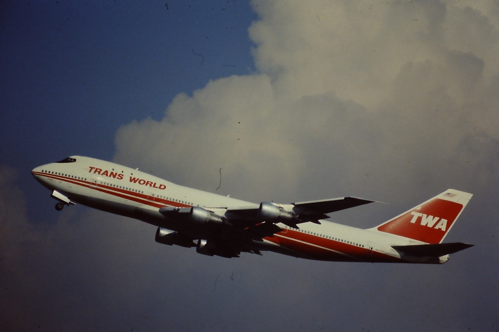 Trans World Airways, TWA, Boeing 747-200, takeoff, aircraft slide Trans World Airways, TWA, Boeing 747-200, takeoff, aircraft slide