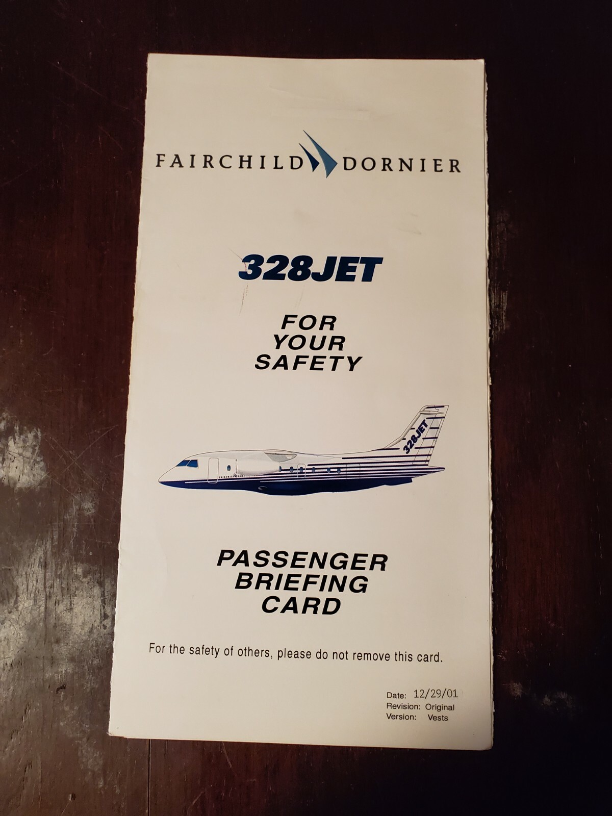 Fairchild Dornier 328 Safety Procedures Card Fairchild Dornier 328 Safety Procedures Card