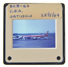 35MM SLIDE AIRCRAFT 1969 DOUGLAS DC8-63 CPA CATHAY PACIFIC AIRLINES AT GATWICK picture