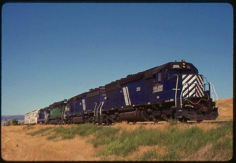 MRL Montana Rail Link SD-45 #356 ORIGINAL Kodachrome Slide ACTION Livingston MT