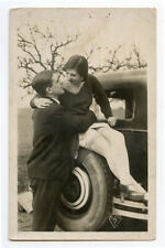 c 1930 Risque n/ Nude French SPARE TIRE FLAPPER Automobile photo postcard picture