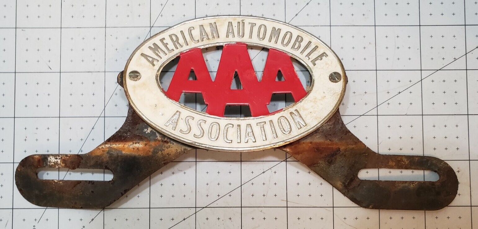 Vintage American Automobile Association AAA License Plate Topper Badge Emblem