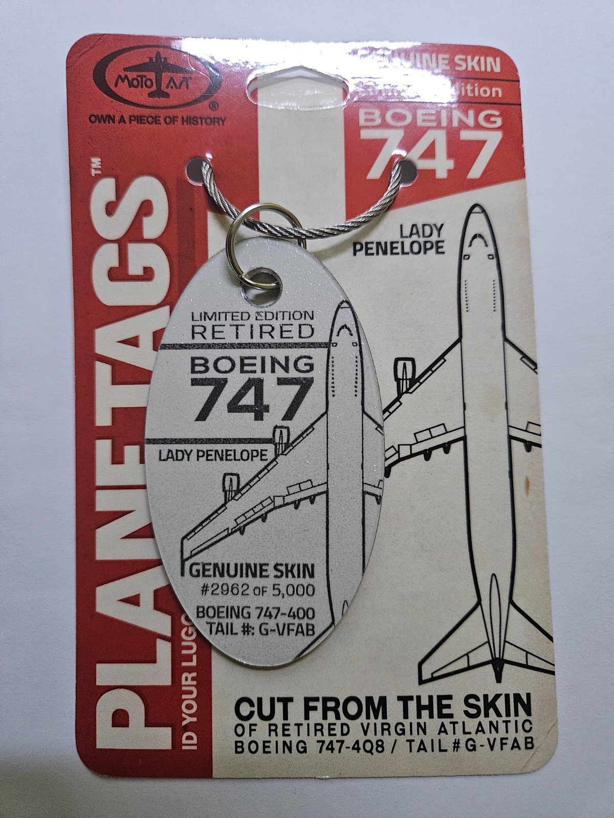 PlaneTags B747  Virgin Atlantic G-VFAB_Lady Penelope  RARE Aircraft Skin Tag